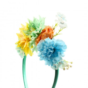 Coroniță de păr, turcoaz cu floricele, Zooky, accesoriu elegant pentru fete și evenimente speciale
