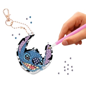 Breloc diamond painting, Stitch – set DIY cu pietricele strălucitoare, tool inclus, Moxy, 5+ ani