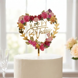 Cake Topper model inimioară cu floricele