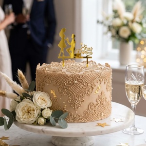 Cake Topper pentru tort cerere în căsătorie cu mesaj Just Engaged