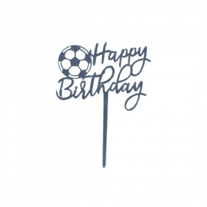 Cake Topper pentru tort cu mesaj Happy Birthday și minge de fotbal