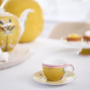 Cană cappuccino cu farfurioară, colecția La Majorelle, Yellow, 280 ml, Pip Studio