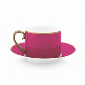 Cană espresso cu farfurioară, Pip Studio, 220 ml, colecția Pip Chique, Gold-Pink