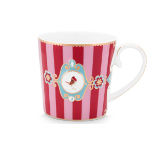 Cană porțelan, Pip Studio, 250ml, colecția Love Birds, cu dungulițe