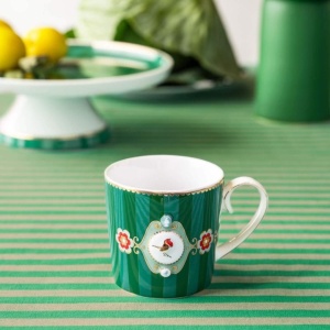 Cană porțelan, Pip Studio, Stripes Green, 150 ml, colecția Love Birds