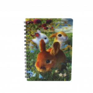 Carnețel zoo, cu spirală, 3D, Bunnies