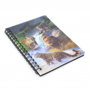 Carnețel zoo, cu spirală, 3D, "LiveLife - Big cats expedition"