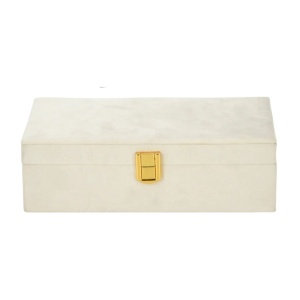 Casetă pentru bijuterii și ceasuri cu oglindă, organizator cu compartimente, Excellent Houseware, crem