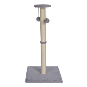 Ansamblu de joacă și stâlp sisal pentru pisici, Jumi, cu clopoței, gri, 81 cm
