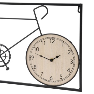 Ceas de perete decorativ cu design bicicletă – metal și MDF, 60x32 cm