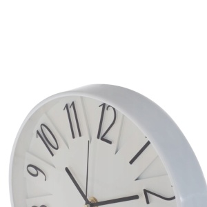 Ceas decorativ de perete, alb cu cifre negre, 24 cm, design modern