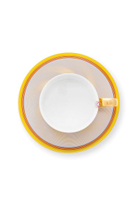 Ceașcă cu farfurioară, Pip Studio, Stripes Yellow, 220ml, colecția Pip Chique - Img 2