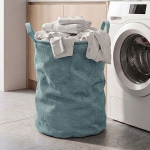 Collapsible fabric laundry basket, round, 38x38x50 cm, dark grey