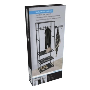 Cuier multifuncțional cu polițe și cârlige, compact și modern 50x36x170 cm
