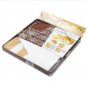 Cutie de cadou cu tissue paper, fundita decorativa si minifelicitare, XL - Brown