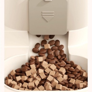 Dozator automat pentru hrană și apă, 2 în 1, 650 ml apă, recipient hrană 0.5 kg, pentru pisici și câini mici, 25x23x20 cm, crem
