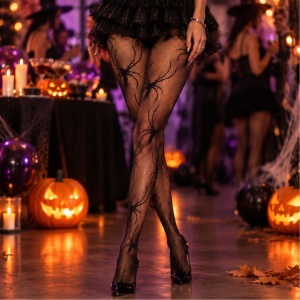 Dres de Halloween, pentru fete, model cu păianjeni, culoarea negru, one size