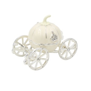 Set Cadou Elegant Trăsură – Ramă Foto + Cutie Bijuterii, Metal cu Cristale, Argintiu, Cadou Femei, AZAY