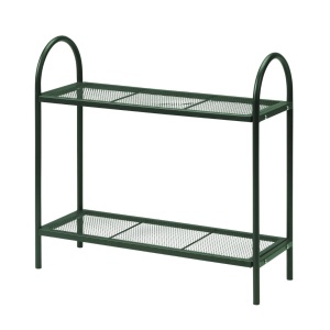 Etajeră pentru balcon și terasă, cu 2 polițe, din metal culoarea verde închis, 60x22x58 cm