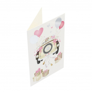 Felicitare Gold Marriage Car