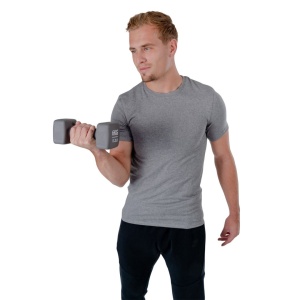 Ganteră neopren 6 kg Pure 2 Improve – capete pătrate, gri și ambalaj premium