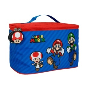 Geantă termoizolantă pentru prânz, Super Mario, Lunch Box, pentru copii, cu mâner și fermoar, albastru-roșu, Perletti, 15×23×15 cm