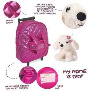 Ghiozdan troller, Perletti, model Cățeluș Didi, 32 cm, colecția Perletti Toys