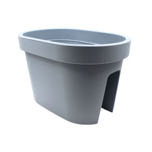 Ghiveci pentru balustradă, design oval, culoare gri antracit mat, 26x39.5x24 cm
