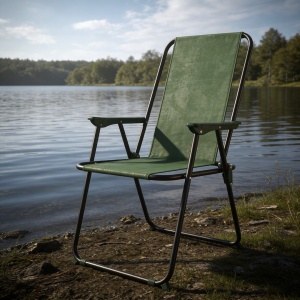 Scaun pliabil de grădină cu spătar înalt, verde, cadru metalic, max. 100 kg, 51x53x90 cm