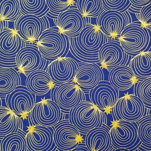 Hârtie pentru ambalat cadouri, culoarea albastru, spirală cu steluțe aurii, 200x70 cm