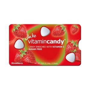Jake Vitamin Candy – bomboane fără zahăr cu Vitamina C, căpșuni, cutie cu 12 blistere