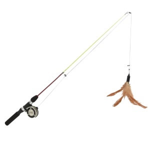 Jucărie interactivă pentru pisici, model undiță cu pene, 77 cm