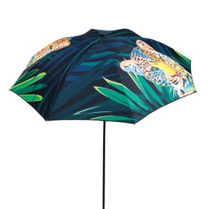 Umbrelă de plajă, Jumi, model leopard cu frunze tropicale, 200 cm