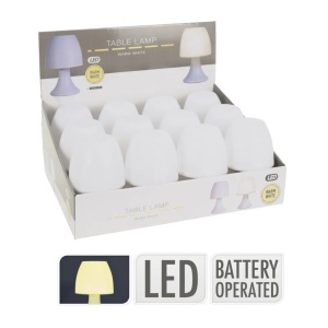 Lampă de masă LED, lumină caldă albă, funcționare pe baterii – design compact pentru decor interior