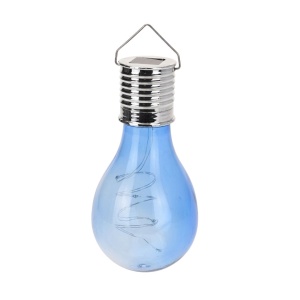 Lampă solară în formă de bec albastru transparent, LED, pentru grădină, terasă și exterior