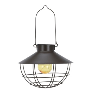 Lampă suspendată solară, cu led, metalică, culoare maro