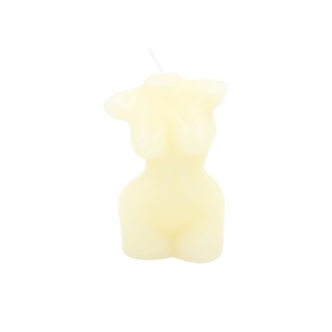 Lumânare decorativă, bust feminin, din ceară – model sculptural alb mat pentru decor modern