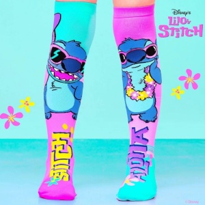 Madmia ALOHA STITCH PINK colorful long socks for girls aged 6–99
