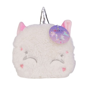 Set de baie pentru copii MAGICAL UNICORN în gentuță cosmetică de pluș, spumant de baie și bilă efervescentă cu parfum de căpșună