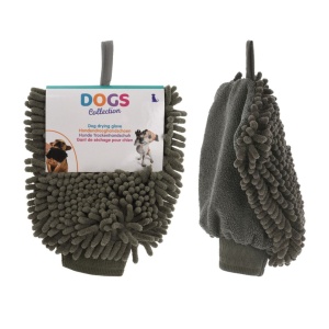 Mănușă din microfibră, pentru uscarea rapidă a câinelui, dogs collection, culoarea gri, 23x18 cm