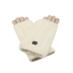 Mănuși damă, Antonio, cu funcție touch și manșetă detașabilă, culoare bej, one size