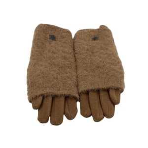 Mănuși damă, Antonio, cu funcție touch și manșetă detașabilă, culoare maro, one size