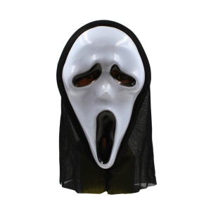 Mască pentru Halloween, Goodmark, model Ghost Face, cu glugă neagră, one size
