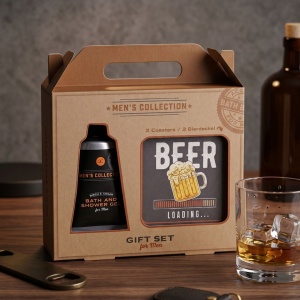 Men's gift set, MEN'S COLLECTION, Accentra, shower gel and 2 square beer coasters