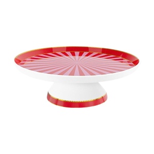 Mini tavă din porțelan, pentru tort, Pip Studio, Red/Pink, 24 cm, colecția Love Birds