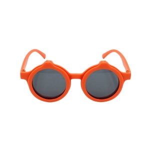 Ochelari de soare pentru copii, model rame rotunde portocalii cu lentile mobile