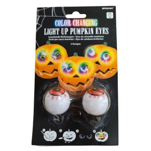 Ochi decorativi luminoși pentru dovleac Halloween, model roșu, LED multicolor cu schimbare de culori, Amscan