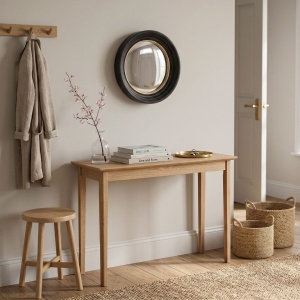 Oglindă decorativă, cu ramă neagră și detaliu auriu, 40.5 cm