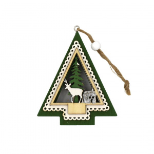 Ornament brad Brăduț cu ren 10x8.5 cm