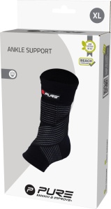 Orteză pentru Gleznă Tricotat Pure 2 Improve – Mărimea XL | Negru | Bandă Elastică cu Velcro